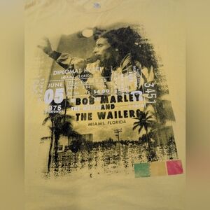 Bob Marley & The Wailers Miami Yellow Tee Featuring A Collage Concert Images XXL